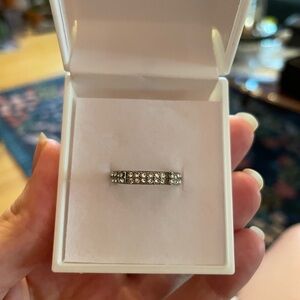 Silver Faux Diamond Studded Band Size 5-5.5